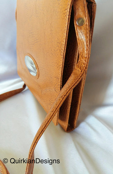 Tan Brown Fake Leather Bag, Day HandBag, Shopping Crossbody Sling Purse, Faux Leather Bag, Office Wear